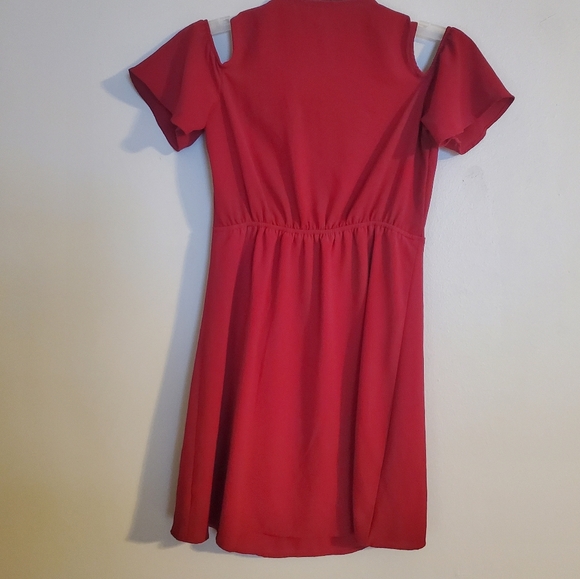Monteau Girl Girl's Ruffle Faux Wrap Dress‎ in Red Size 12 - Picture 2 of 10